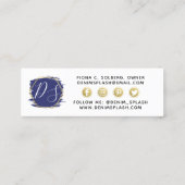Social Influencer Navy Blue & Gold Paint Stroke Mini Visitenkarte (Rückseite)
