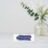 Social Influencer Navy Blue & Gold Paint Stroke Mini Visitenkarte (Stehend Vorderseite)