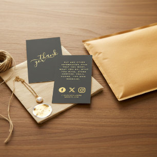 Social logos, grau und gold Order Insert Card.