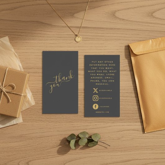 Social logos, grau und gold Order Insert Card.