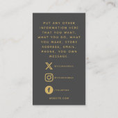 Social logos, grau und gold Order Insert Card. (Rückseite)