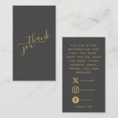 Social logos, grau und gold Order Insert Card. (Vorne/Hinten)