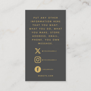 Social logos, grau und gold Order Insert Card.