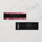 Social Media All & Website Hot Pink Glitzer Mini Visitenkarte (Vorne/Hinten)