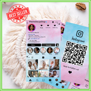 Social Media Aquarell Pink Blue Ombre Instagramm Visitenkarte