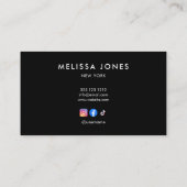 Social Media Black And White Minimalist Visitenkarte (Rückseite)