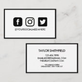 Social Media Black Edges Elegante Moderne Visitenkarte (Vorne/Hinten)
