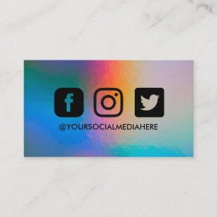 Social Media Black Holographic Elegante Modern Visitenkarte