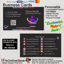 Social Media Business Cards mit 6 Packungen mit 10 Visitenkarte