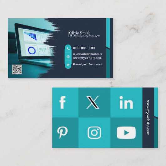 Social Media Business Cards mit 7 Packungen mit 10 Visitenkarte (Vorne/Hinten)