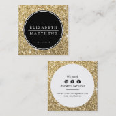 SOCIAL MEDIA Circle Ränder Black Chic Gold Glitzer Quadratische Visitenkarte (Vorne/Hinten)