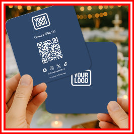 Social Media Connect With Us Instagram Navy QR Quadratische Visitenkarte