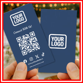 Social Media Connect With Us Instagram Navy QR Visitenkarte