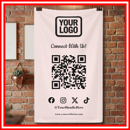 Social Media Connect With Us Instagram Pink QR Banner
