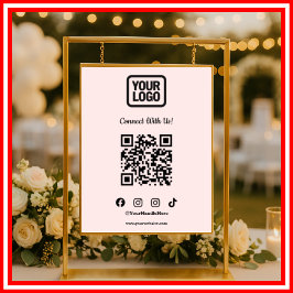 Social Media Connect With Us Instagram Pink QR Poster