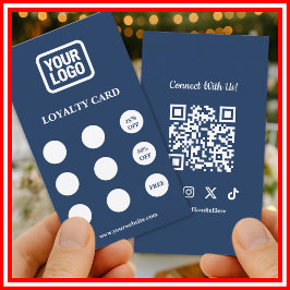 Social Media Connect With Us Navy QR Loyalty Card Visitenkarte
