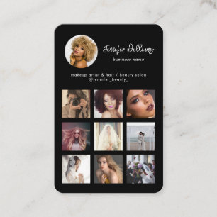 Social Media Custom QR Code & Foto Black Modern Visitenkarte