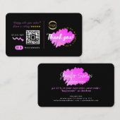 Social Media Custom QR Code & Logos Danke, Black Visitenkarte (Vorne/Hinten)