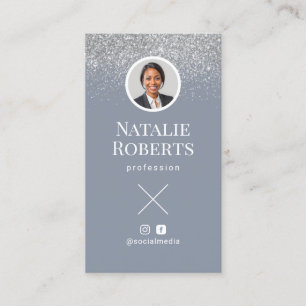 Social Media Dusty Blue QR Code Hinzufügen Sie Ihr Visitenkarte