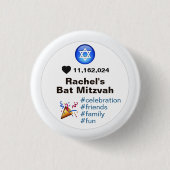 Social Media Emoji Bat Mitzvah oder Bar Mitzvah Button (Vorderseite)