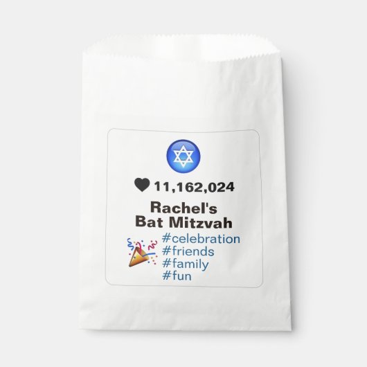 Social Media Emoji Bat Mitzvah oder Bar Mitzvah Geschenktütchen (Vorderseite)