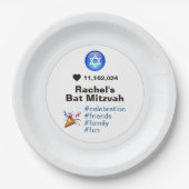 Social Media Emoji Bat Mitzvah oder Bar Mitzvah Pappteller (Vorderseite)