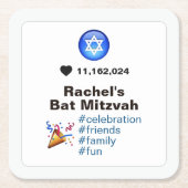 Social Media Emoji Bat Mitzvah oder Bar Mitzvah Rechteckiger Pappuntersetzer (Vorderseite)