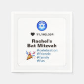 Social Media Emoji Bat Mitzvah oder Bar Mitzvah Serviette (Vorderseite)