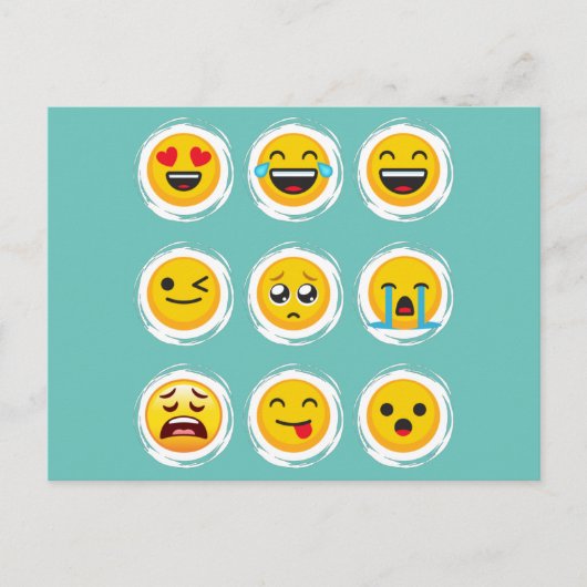 Social Media Emoji Postkarte (Vorderseite)