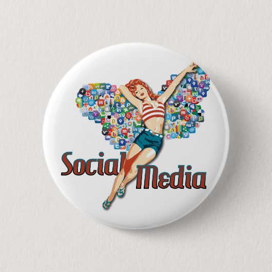 Social Media Feen Pin-up Button (Vorderseite)