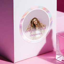 Social Media Foto Pink Pastel Hologram Runder Aufkleber