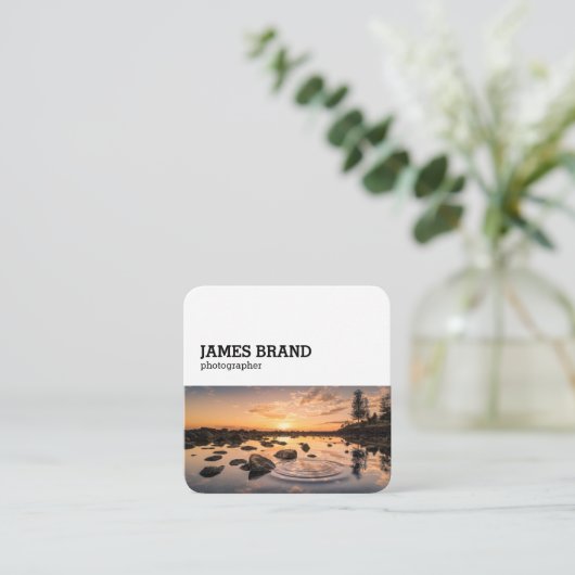 Social Media Fotograf Quadratische Visitenkarte (Stehend Vorderseite)