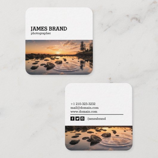 Social Media Fotograf Quadratische Visitenkarte (Vorne/Hinten)