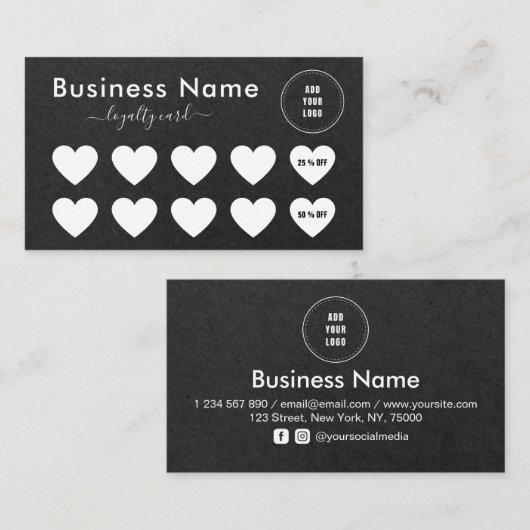 Social Media für Minimalistische Logokombinationen Treuekarte (Vorne/Hinten)