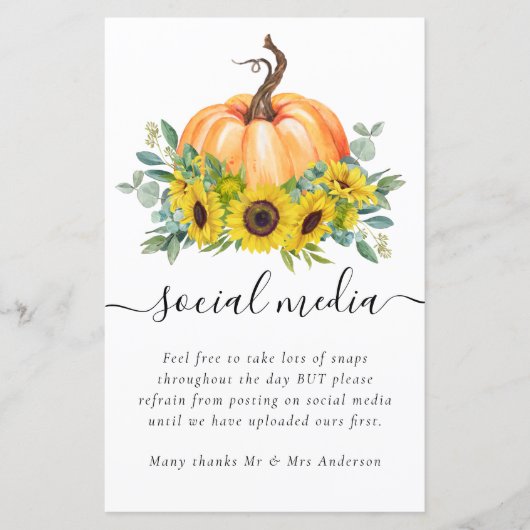 Social Media Hochzeit Anfrage Sonnenblumen Kürbis (Vorderseite)