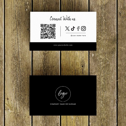 Social Media Icons QR-Logo-Verbindung mit uns Visitenkarte