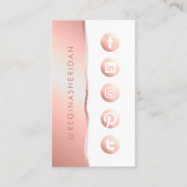 Social Media Icons Rose Gold Moderner Luxus Visitenkarte