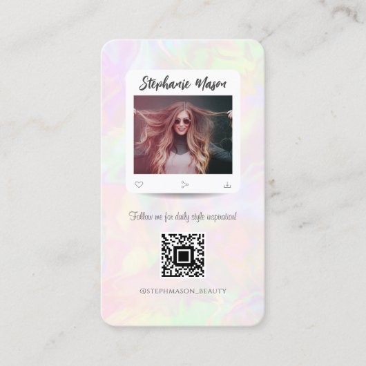 Social Media Influencer Modern Holographic Girls Visitenkarte (Vorderseite)