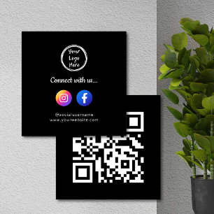 Social Media Instagram & Facebook QR Code Quadratische Visitenkarte
