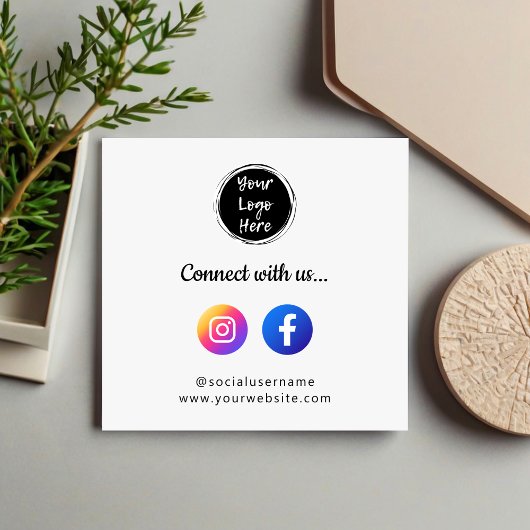 Social Media Instagramm & Facebook QR-Code Quadratische Visitenkarte