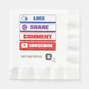 Social Media like Share Kommentar abonnieren Vlogg Serviette