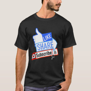Social Media like Share Subscription Notification T-Shirt