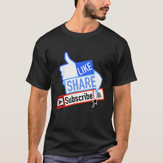 Social Media like Share Subscription Notification T-Shirt (Vorderseite)