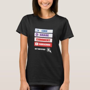 Social Media Like Teilen Kommentar Abonnieren Vlog T-Shirt