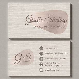Social Media Manager Beige Leinen Schönheit Visitenkarte