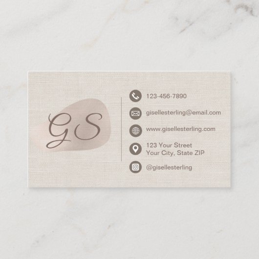 Social Media Manager Beige Linen Beauty Visitenkarte (Rückseite)