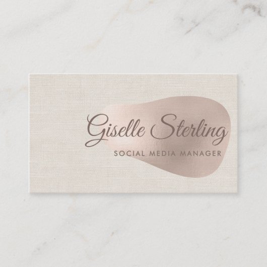 Social Media Manager Beige Linen Beauty Visitenkarte (Vorderseite)