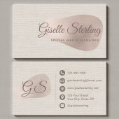 Social Media Manager Beige Linen Beauty Visitenkarte