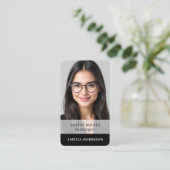 Social Media Manager Black White QR Code Photo  Visitenkarte (Stehend Vorderseite)