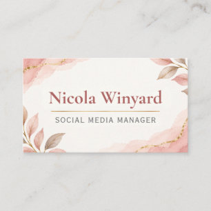Social Media Manager Elegant Rosa Visitenkarte